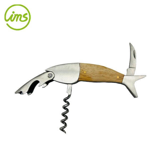 3 IN 1 Corkscrew Rubberwood Handle